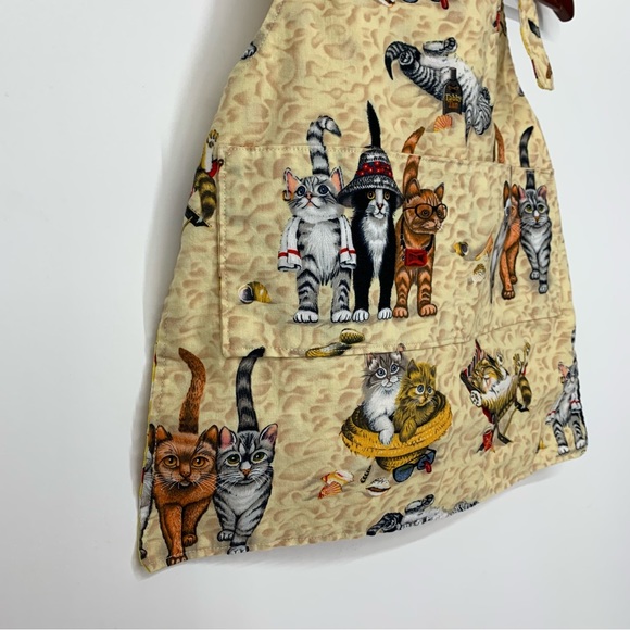 Handmade Cat Beach Theme Kids Adjustable Tie Back Apron Reversible Ladybug Sz OS - Picture 3 of 14